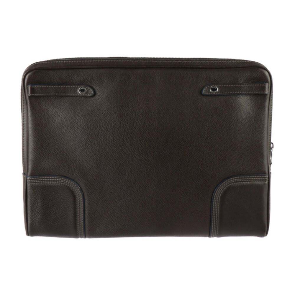 LOUIS VUITTON Authentic Brown Leather Clutch Bag - Picture 3 of 8